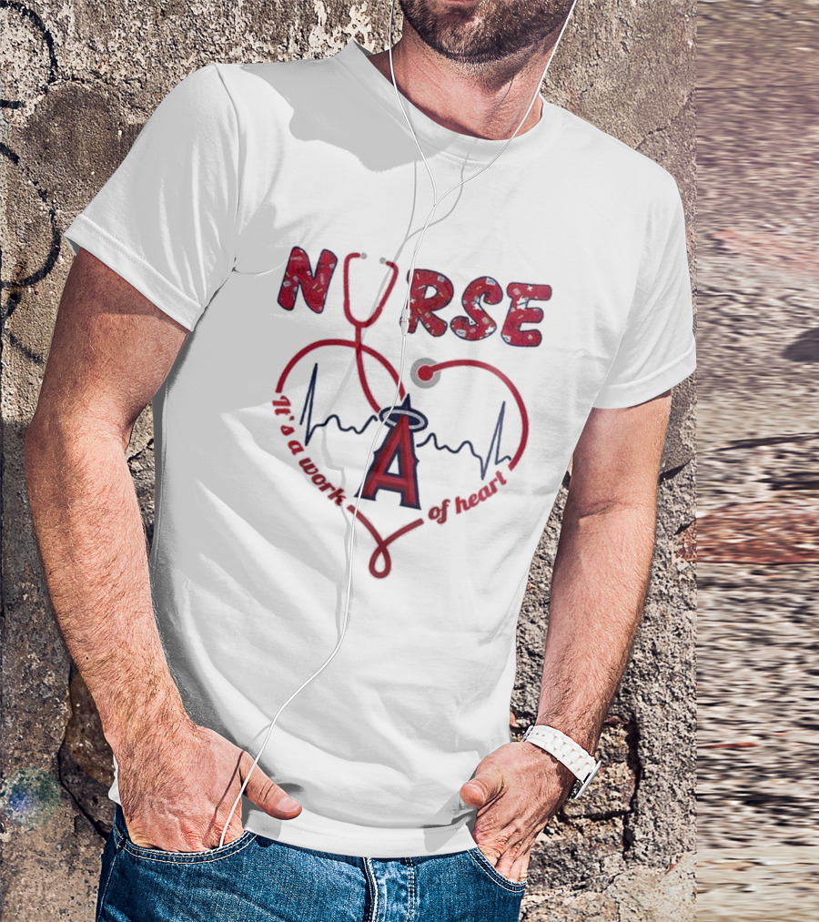 Los Angeles Angels Nurse Heartbeat Stethoscope 2025 Appreciation Night Baseball T-Shirt