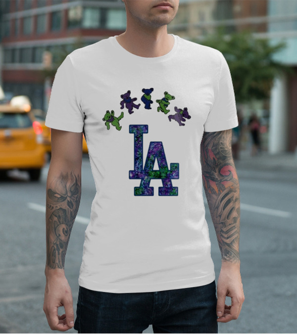 Los Angeles Dodgers Grateful Dead Night 2025 LA Logo Dancing Bears T-Shirt