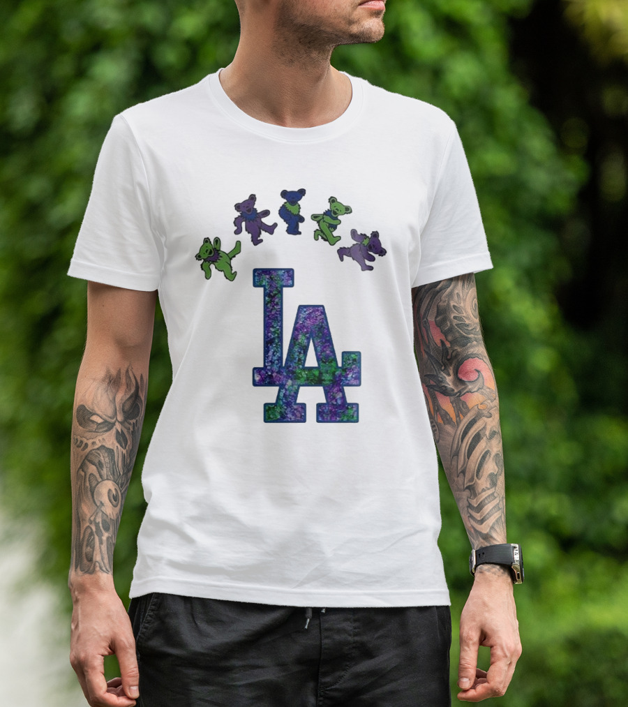 Los Angeles Dodgers Grateful Dead Night 2025 LA Logo Dancing Bears T-Shirt
