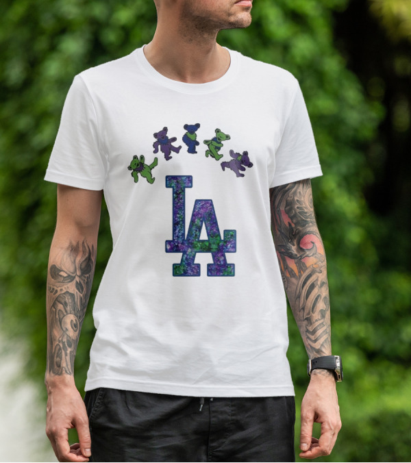 Los Angeles Dodgers Grateful Dead Night 2025 LA Logo Dancing Bears T-Shirt