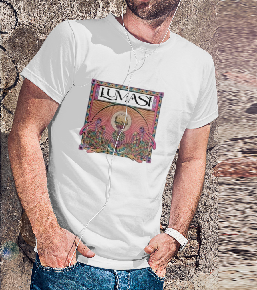 Lumasi Psychedelic Sun And Moon With Floral Elements T-Shirt