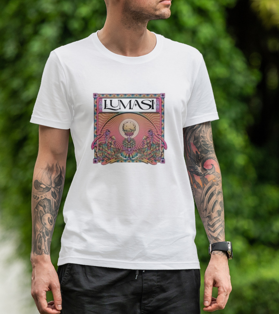 Lumasi Psychedelic Sun And Moon With Floral Elements T-Shirt
