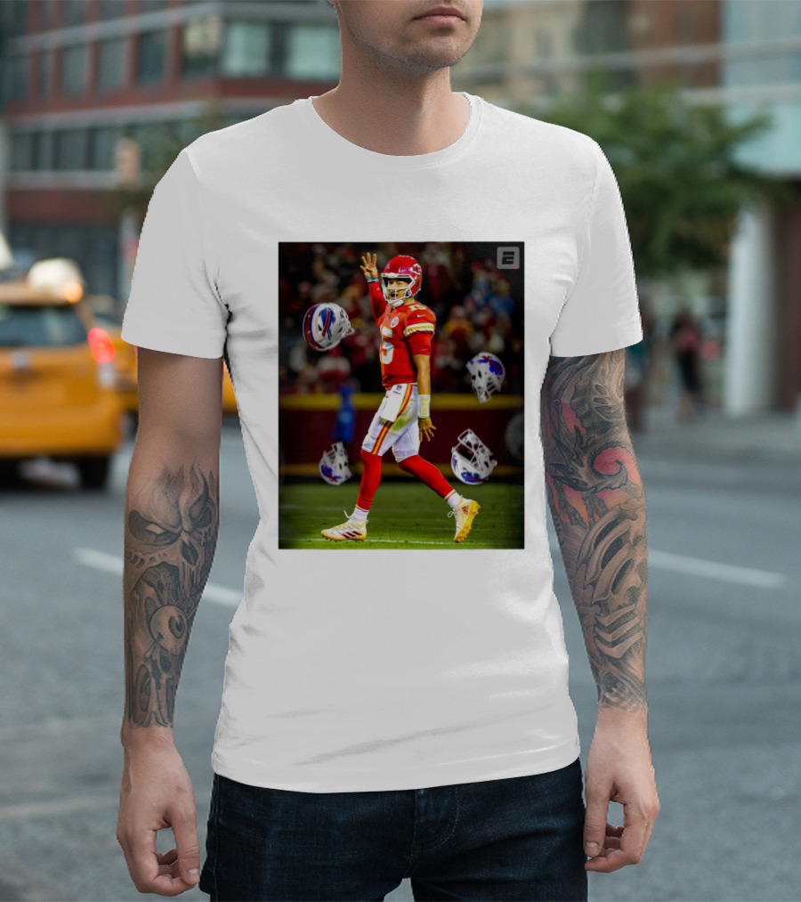 Chiefs Mahomes Dominates Playoffs Against Bills Allen 4-0 Record T-Shirt
