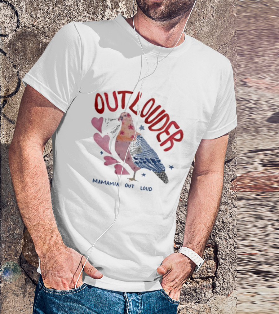 Mamamia Out Loud Outlouder Pigeon With Hearts And Stars T-Shirt