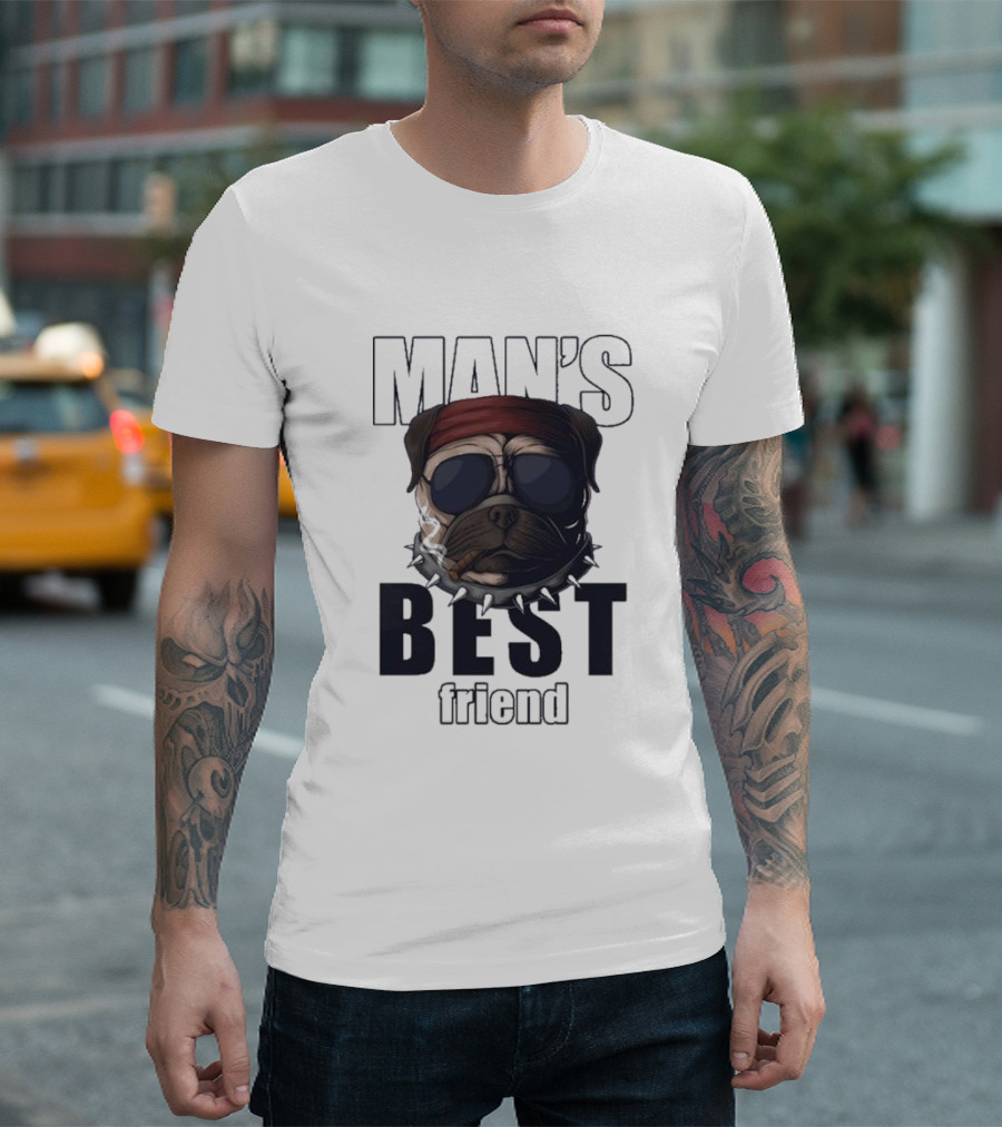 Man's Best Friend Bulldog with Bandana and Sunglasses T-Shirt