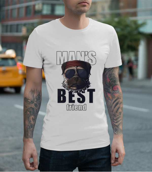 Man's Best Friend Bulldog With Bandana And Sunglasses T-Shirt