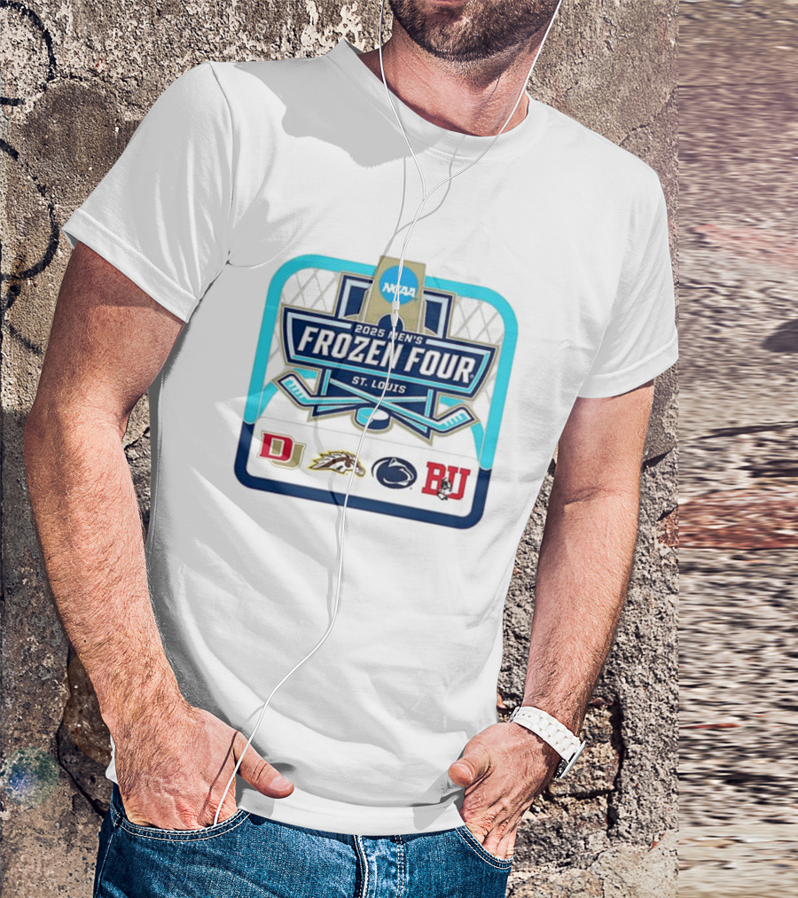 NCAA 2025 Men's Frozen Four St. Louis Denver Western Michigan Penn State Boston University T-Shirt