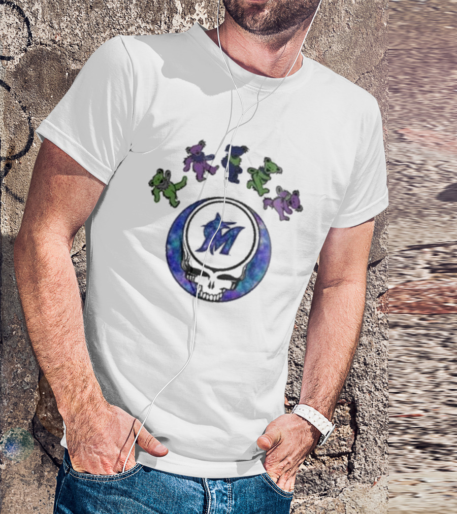 Miami Marlins Grateful Dead Night 2025 Skull Bears T-Shirt