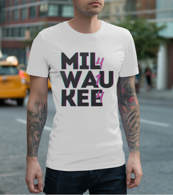 Milwaukee 414 Vintage Neon Typography Bold Statement T-Shirt