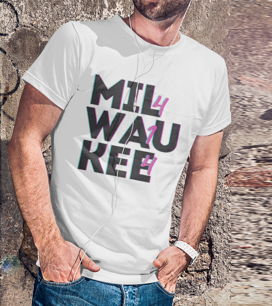 Milwaukee 414 Vintage Neon Typography Bold Statement T-Shirt