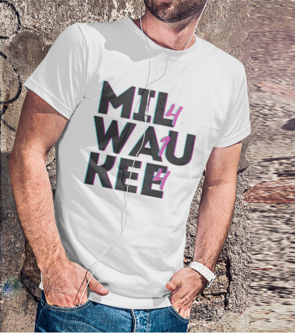 Milwaukee 414 Vintage Neon Typography Bold Statement T-Shirt