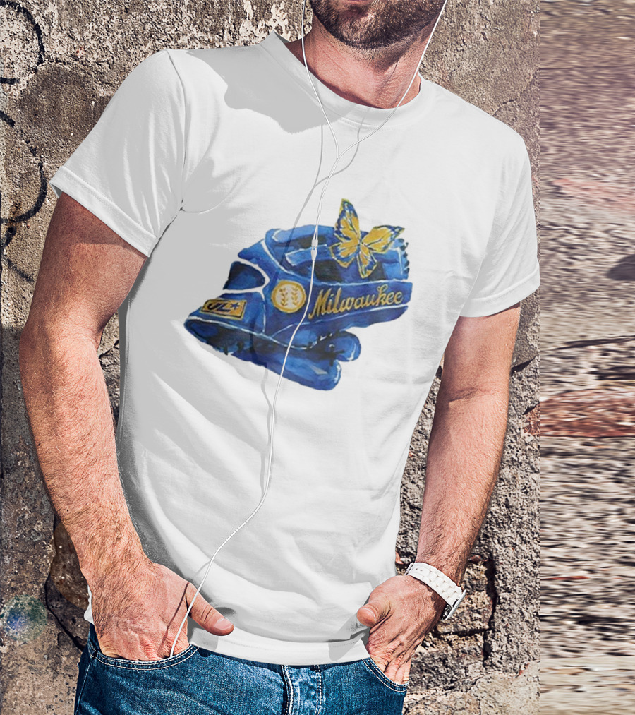 Milwaukee Brewers Hupy And Abraham Day Catcher's Mask With Butterfly And Key Symbols T-Shirt