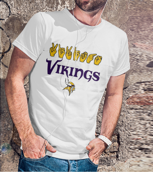 Minnesota Vikings NFL ASL Love Sign American Sign Language T-Shirt