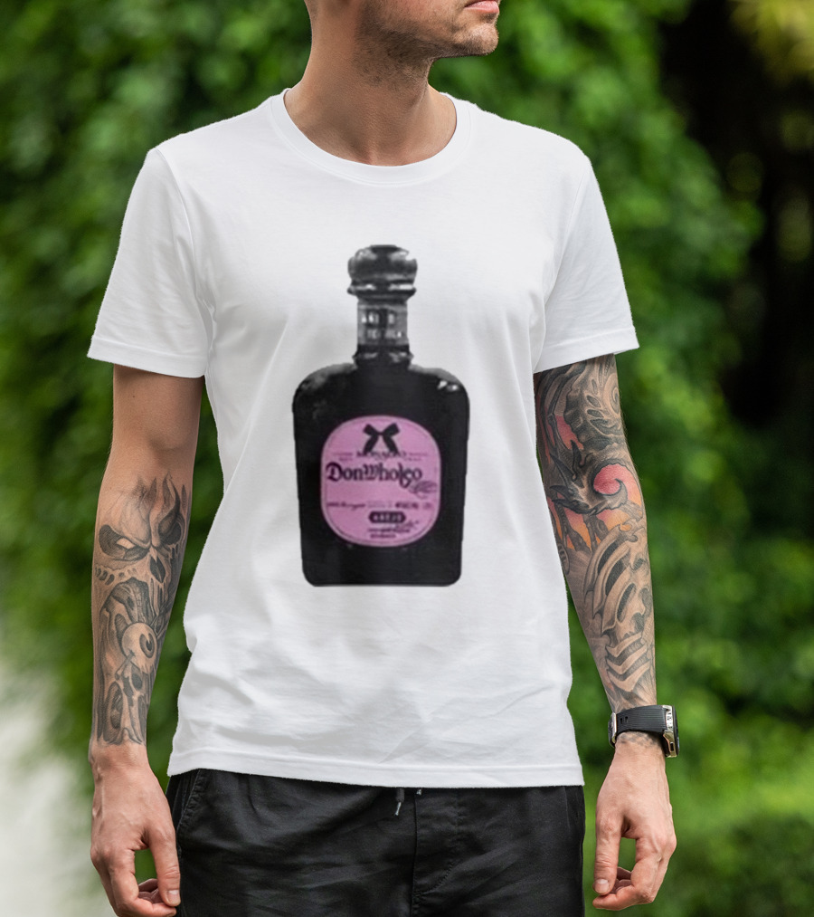 Monaleo Donwholeo Tequila Bottle Pink Label T-Shirt