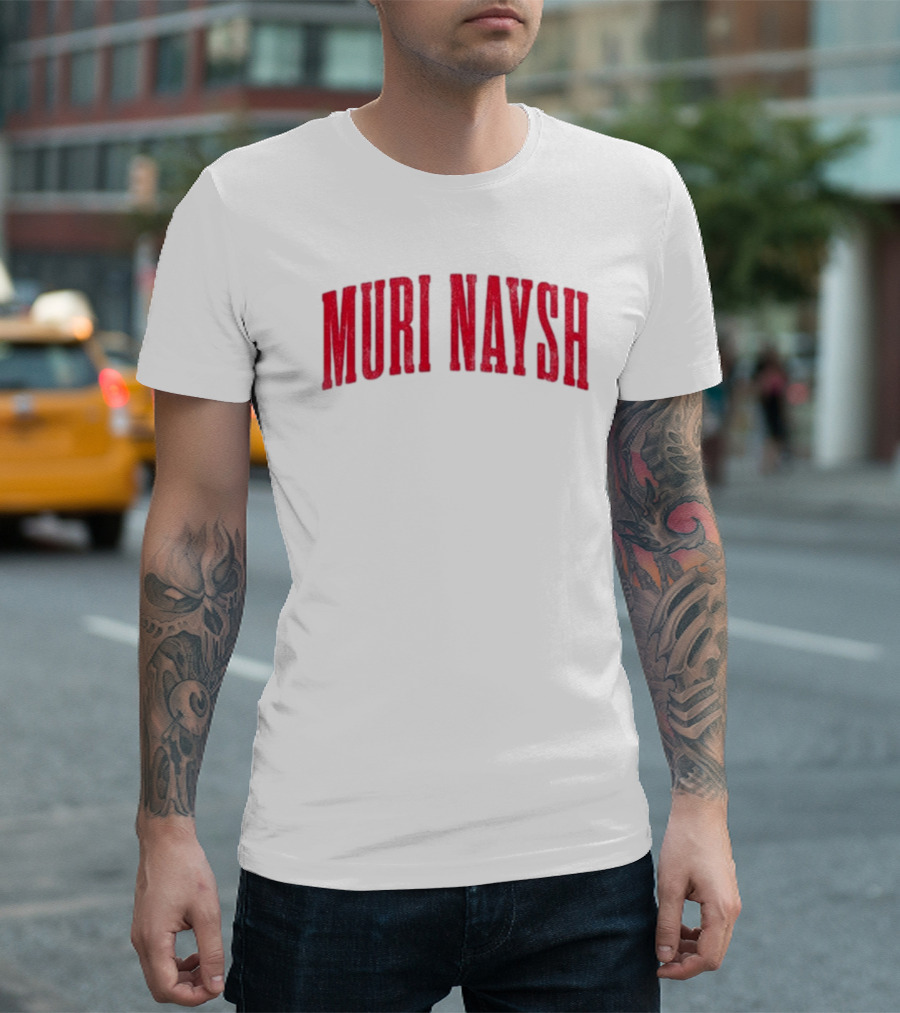 Muri Naysh Red Sparkle Bold Text T-Shirt