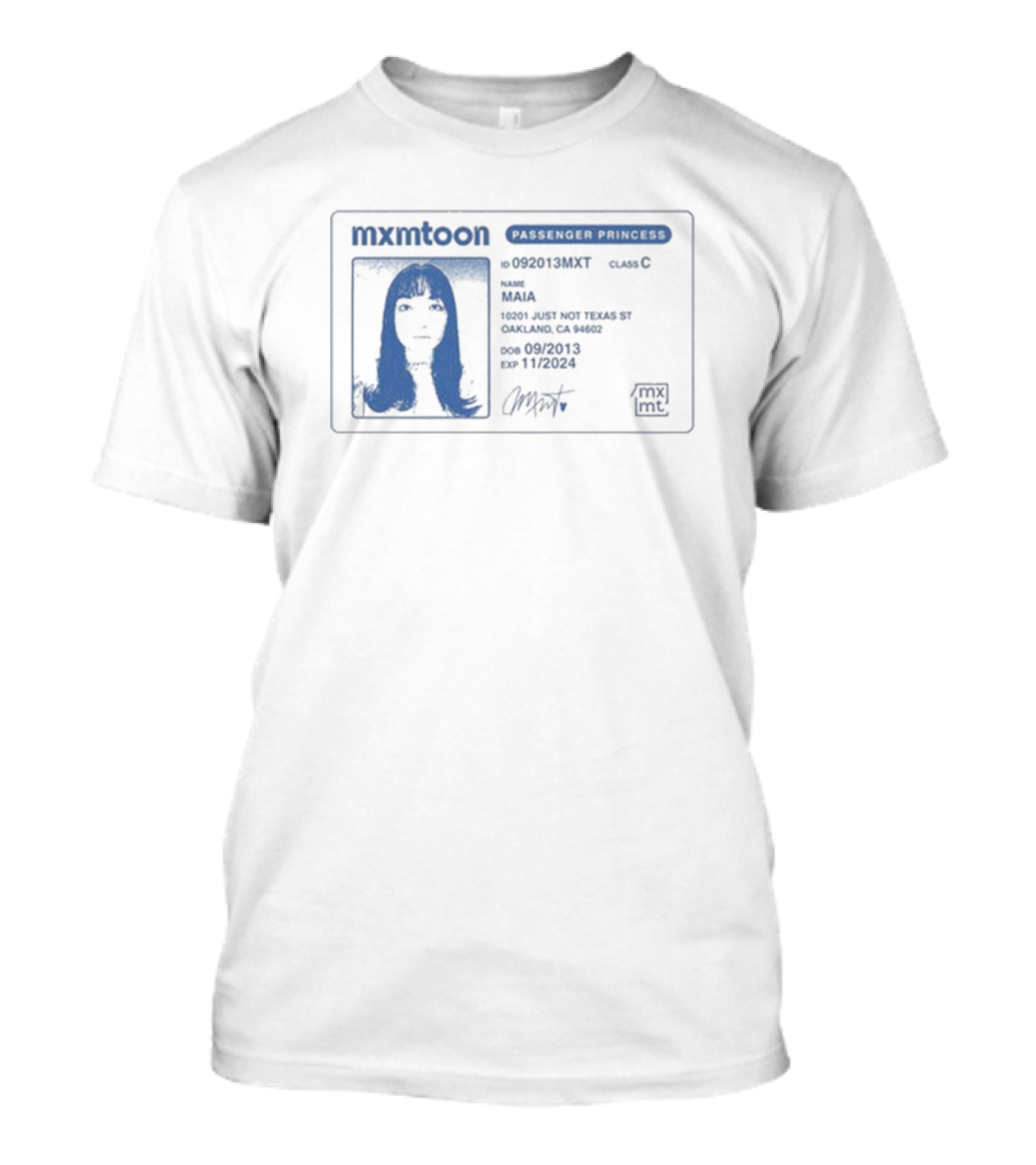 Mxmtoon License Passenger Princess Permit Identification T-Shirt