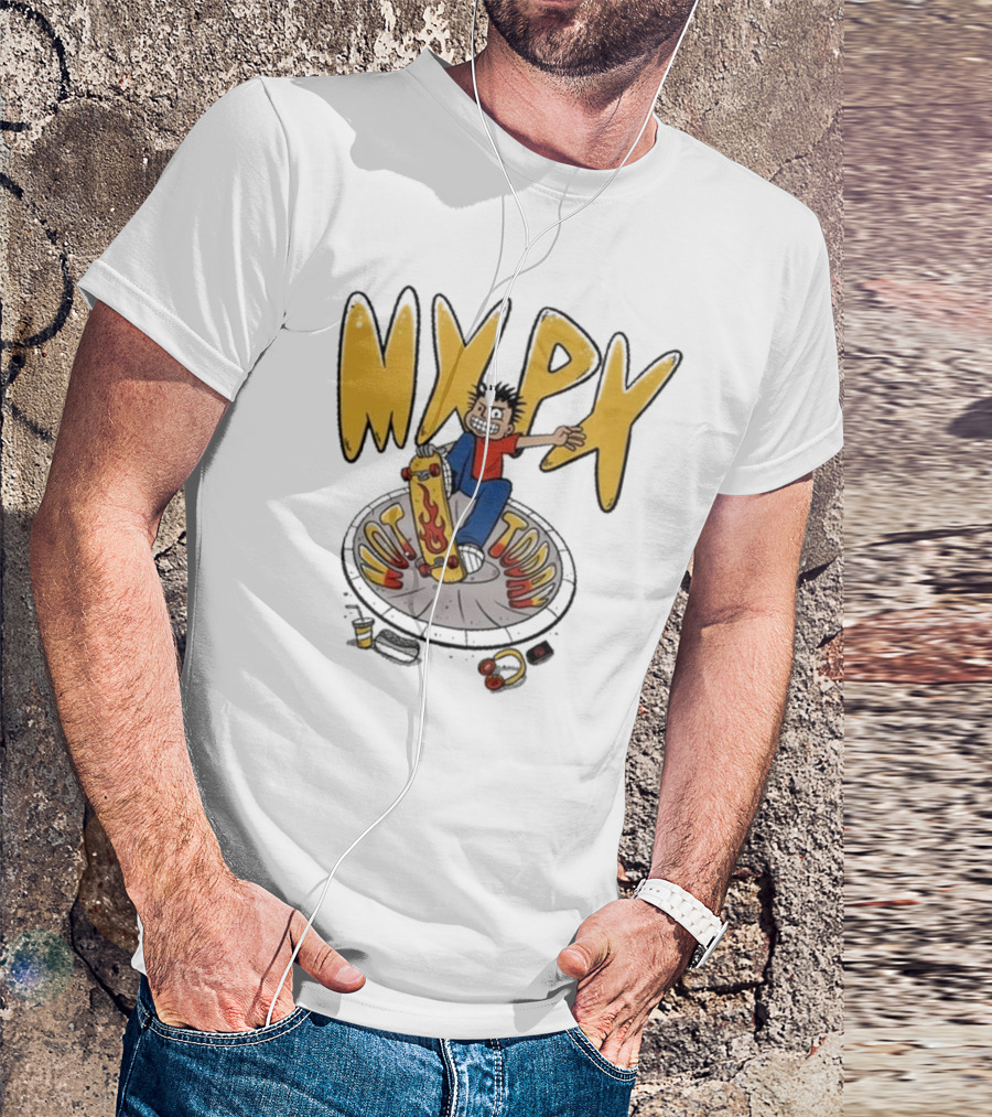 MXPX Today I'm Easy Skateboard Character With Flame Deck T-Shirt