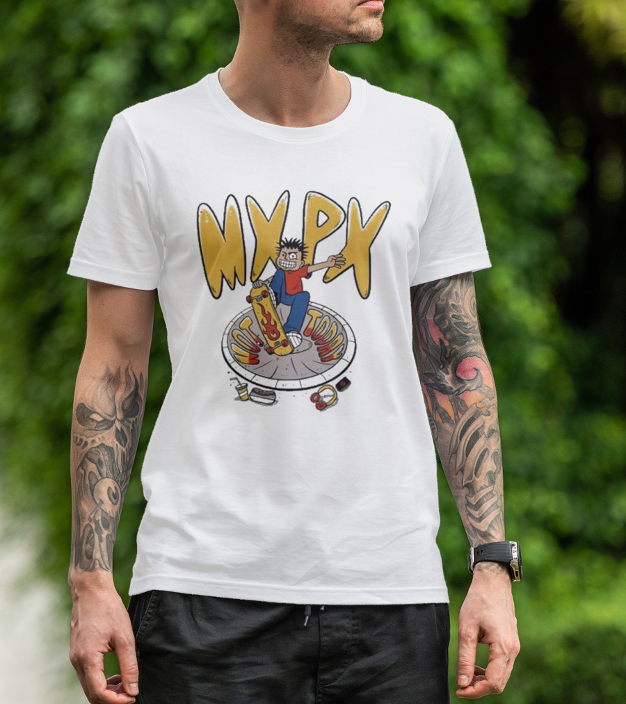MXPX Today I'm Easy Skateboard Character With Flame Deck T-Shirt