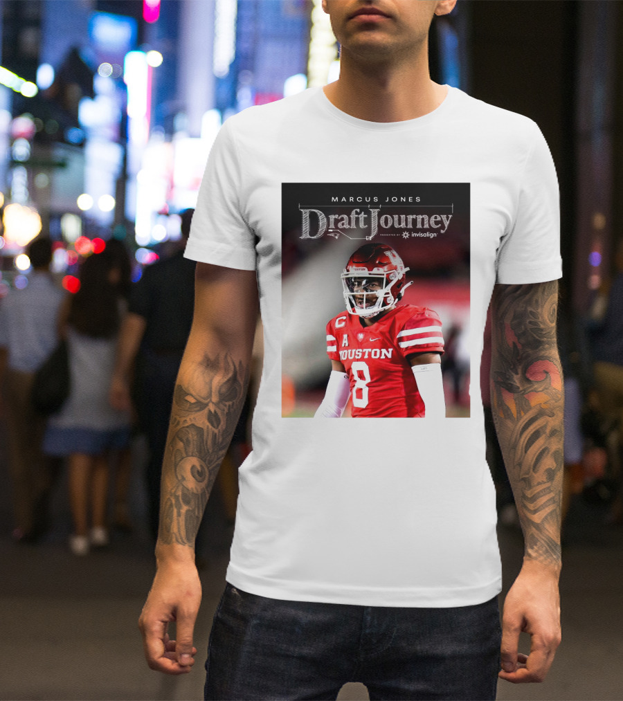 Marcus Jones New England Patriots NFL Draft Journey Houston Football T-Shirt