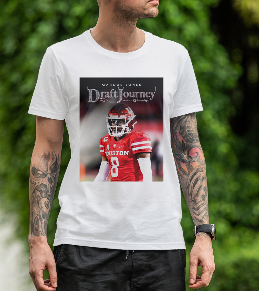 Marcus Jones New England Patriots NFL Draft Journey Houston Football T-Shirt