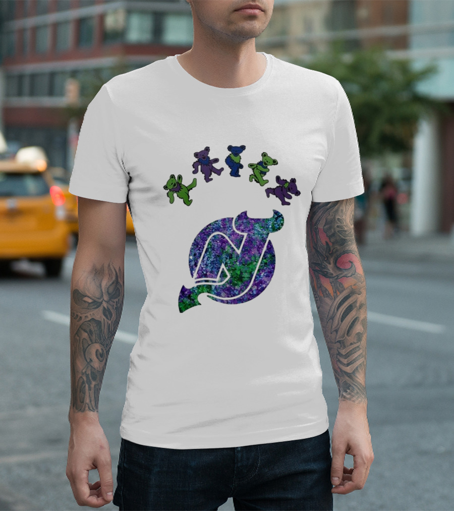 New Jersey Devils Grateful Dead Night 2025 Dancing Bears Iconic Hockey Event T-Shirt