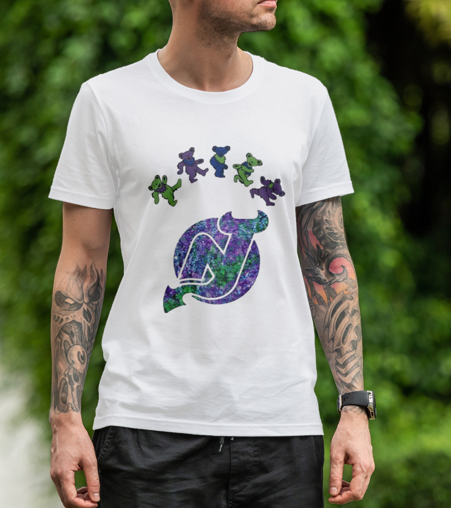 New Jersey Devils Grateful Dead Night 2025 Dancing Bears Iconic Hockey Event T-Shirt