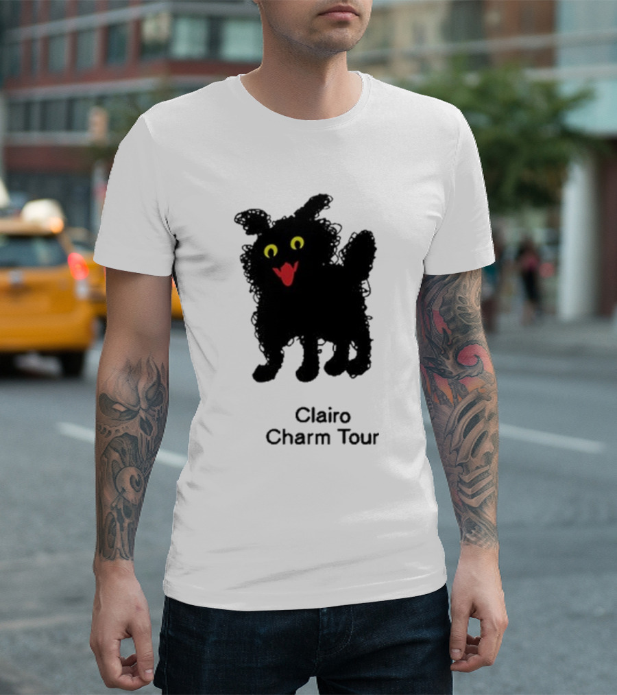 Clairo Charm Tour Cat Yellow Eyes Red Mouth Black Silhouette T-Shirt