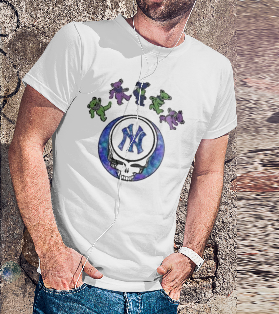 New York Yankees 2025 Skull Grateful Dead Bears Baseball Night T-Shirt
