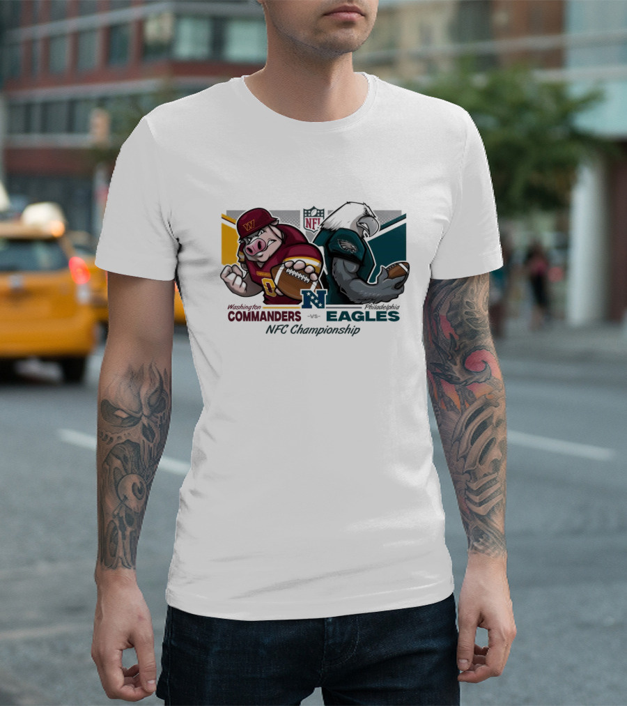 Washington Commanders Vs Philadelphia Eagles NFC Championship January 26 2025 Mascots Showdown T-Shirt