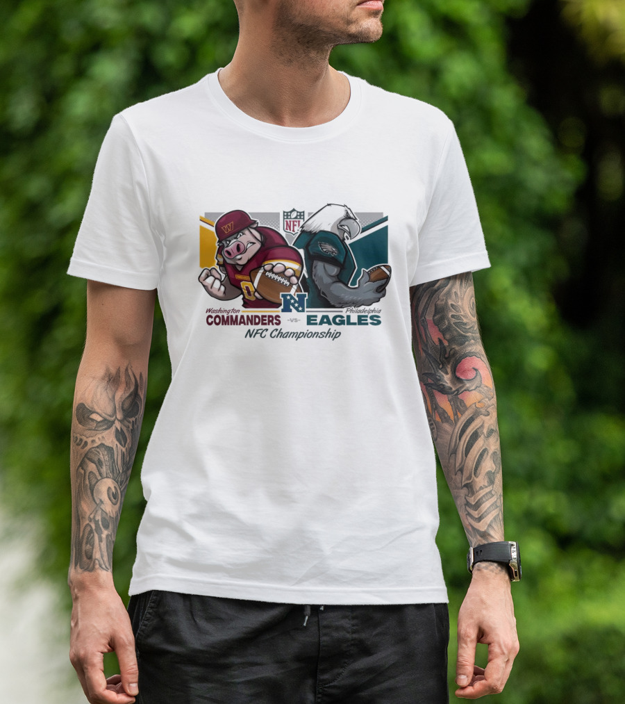 Washington Commanders Vs Philadelphia Eagles NFC Championship January 26 2025 Mascots Showdown T-Shirt