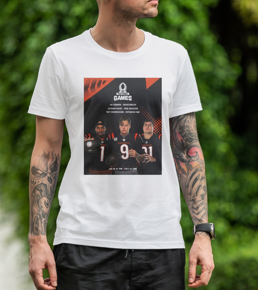 Pro Bowl Games 2025 Joe Burrow Ja’marr Chase Trey Hendrickson Jan 30 Feb 2 Bengals NFL T-Shirt