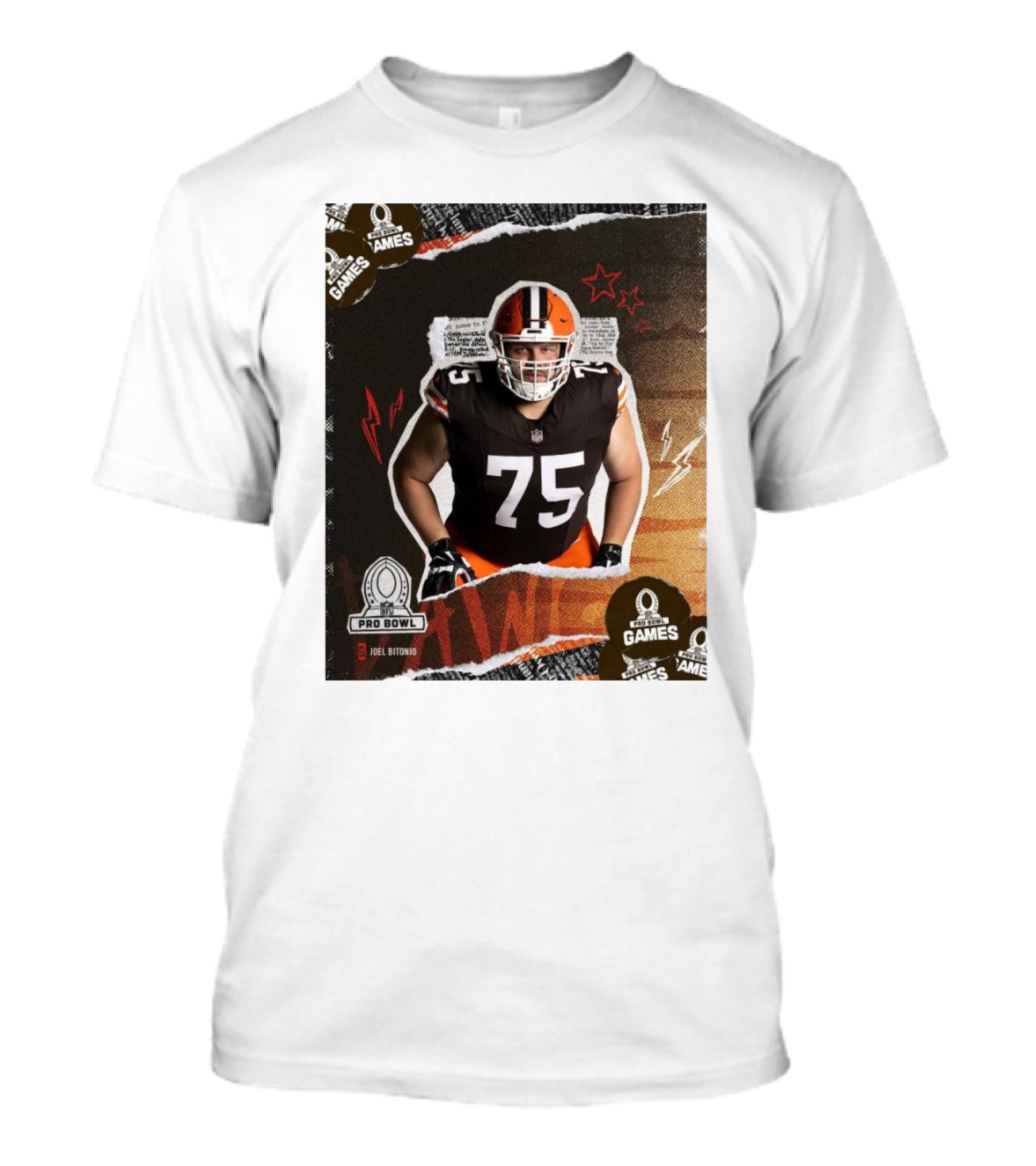 NFL Pro Bowl Games 2025 Joel Bitonio Cleveland Browns 75 T-Shirt