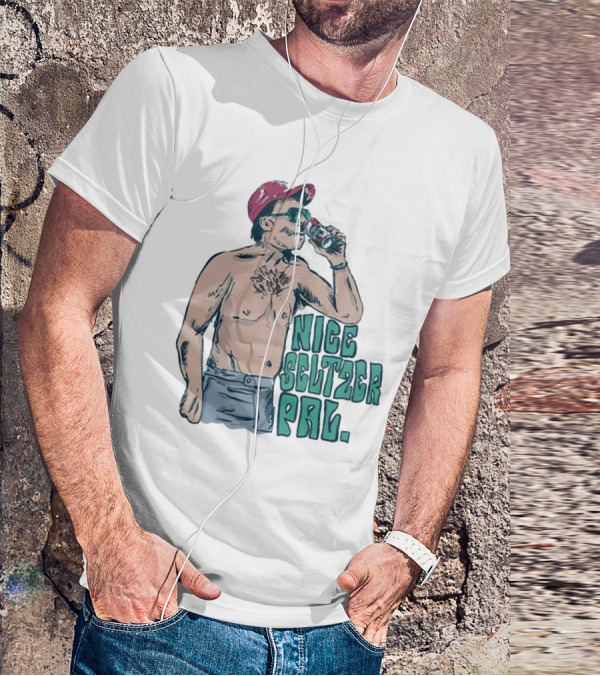 Nice Seltzer Pal 4.0 Cartoon Graphic Of Less Man In Cap And Sunglasses With Drink T-Shirt