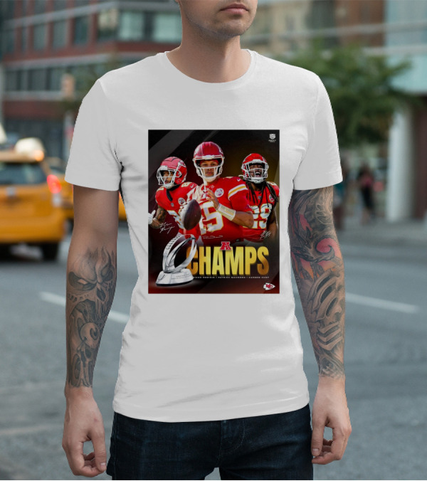 Kansas City Chiefs AFC Champs Nikko Remigio Patrick Mahomes II Kareem Hunt Signatures T-Shirt