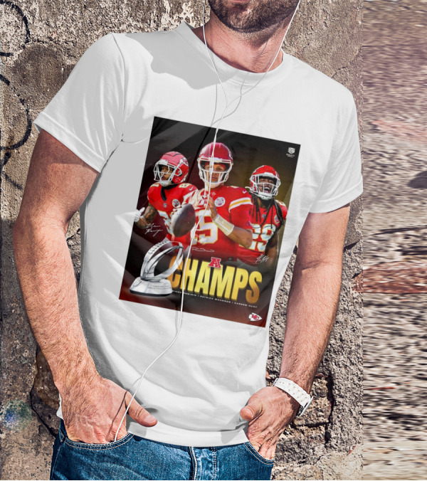 Kansas City Chiefs AFC Champs Nikko Remigio Patrick Mahomes II Kareem Hunt Signatures T-Shirt