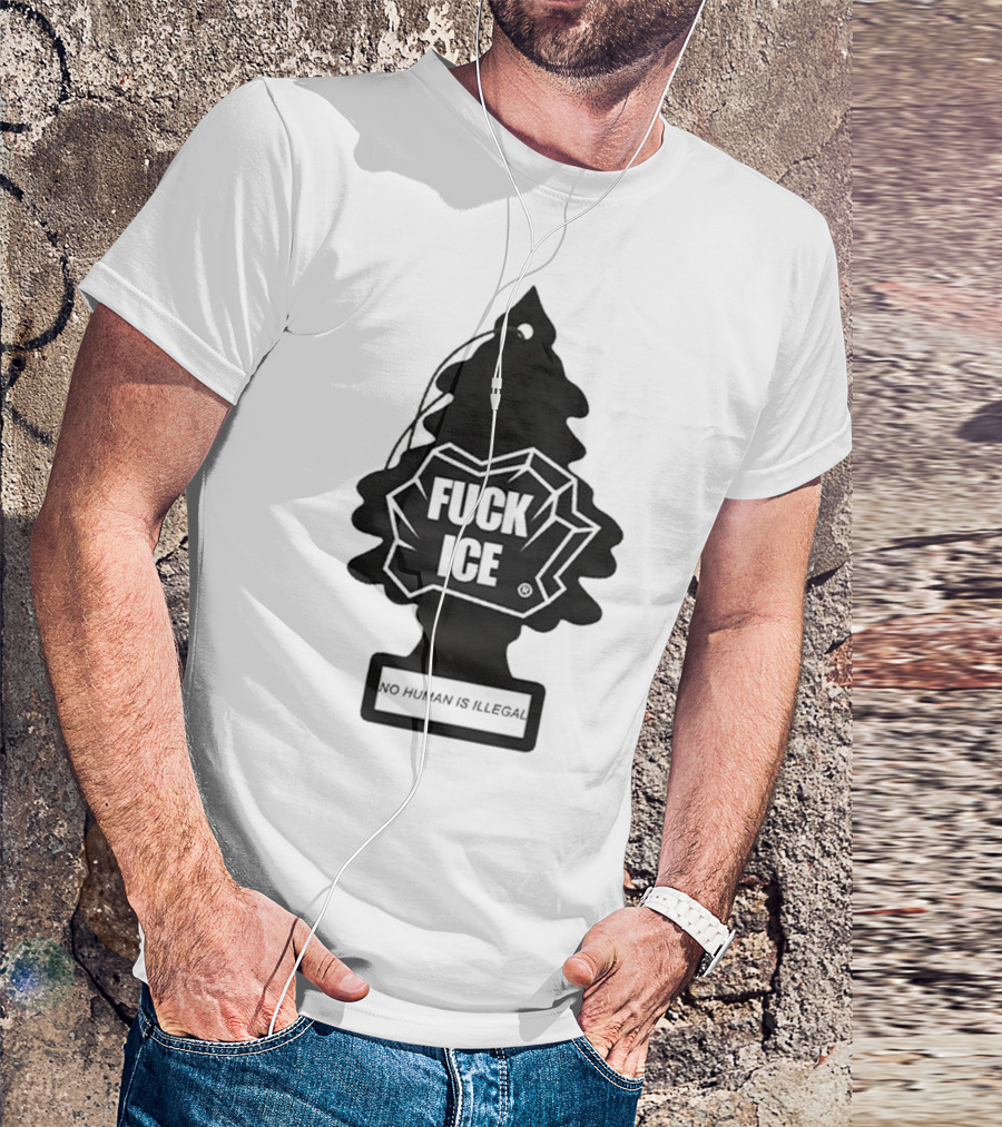 No Human Is Illegal Fuck ICE Tree Shape T-Shirt