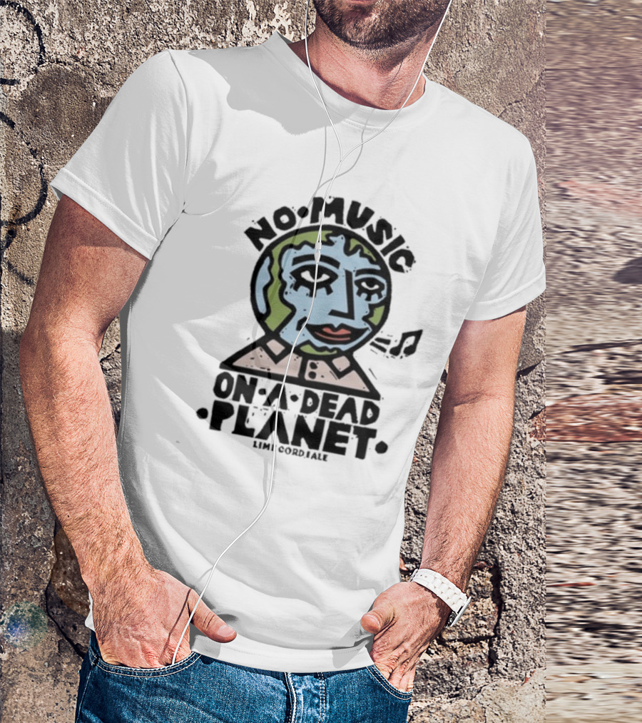 No Music On A Dead Planet Earth Head With Collar T-Shirt