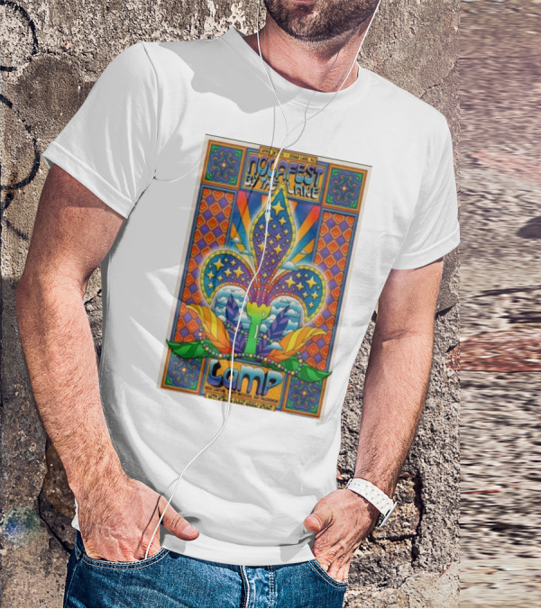 Nolafest By The Lake Lamp Cedar Lake NJ April 26 2025 Fleming Fleur-de-Lis Psychedelic Art Style T-Shirt