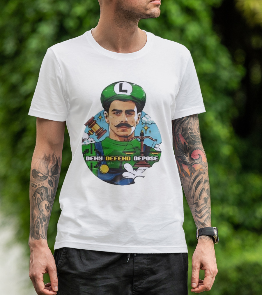 Nordacious Store Deny Defend Depose Mario Luigi Parody T-Shirt