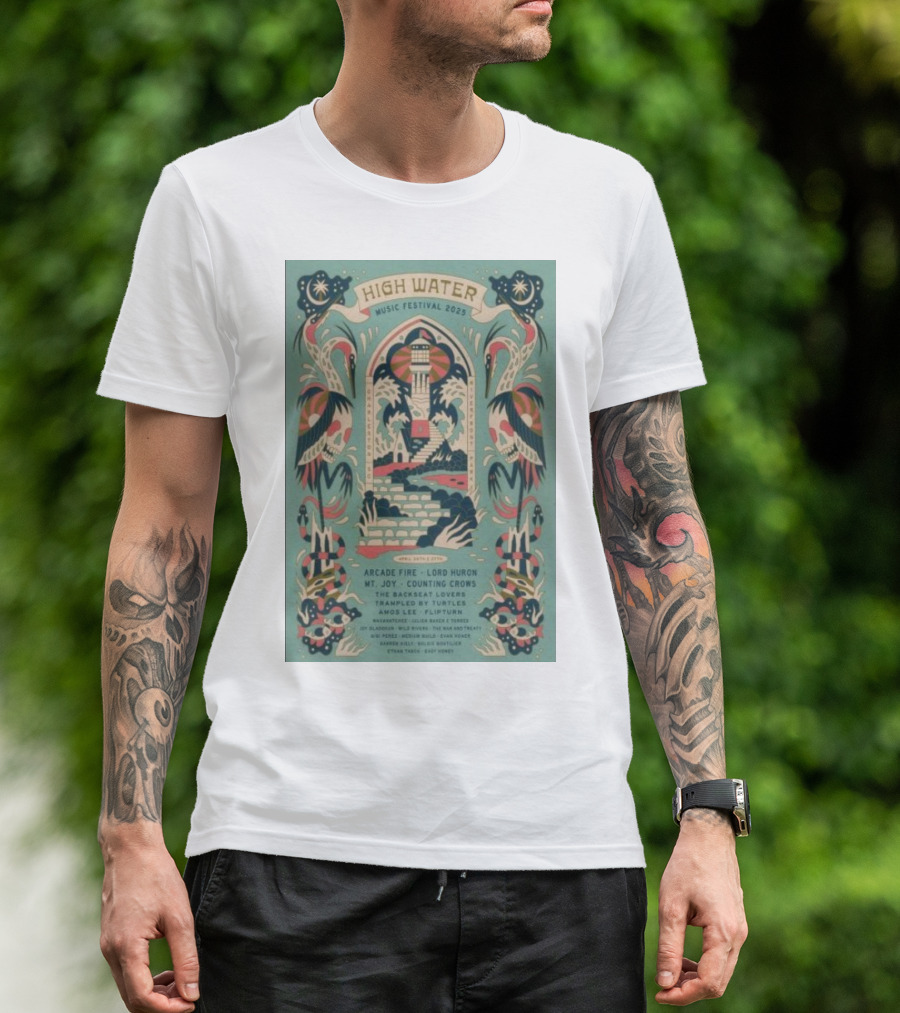 High Water Music Festival 2025 North Charleston SC April 26-27 Arcade Fire Lord Huron Mt Joy Counting Crows T-Shirt