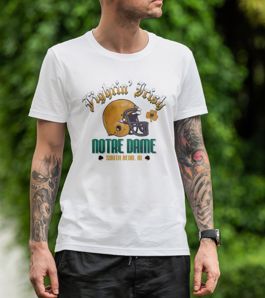 Fighting Irish Vintage Notre Dame Football South Bend IN Helmet Icon T-Shirt