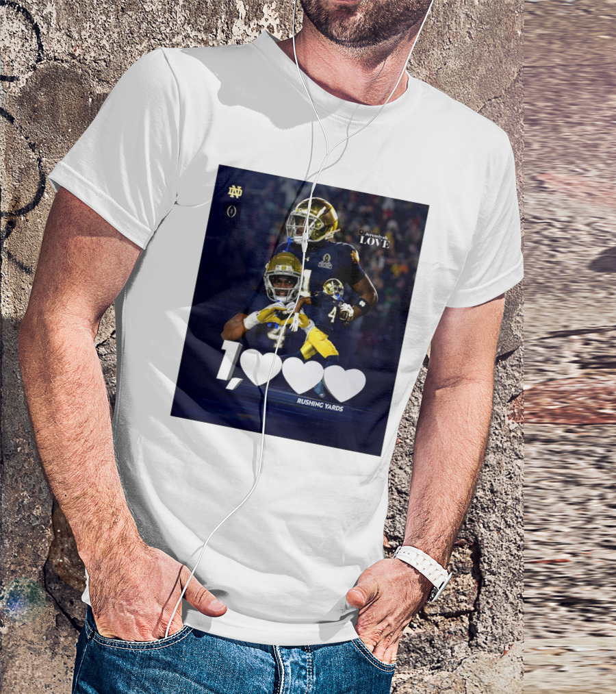 Notre Dame Fighting Irish Jeremiyah Love 1000 Rushing Yards T-Shirt