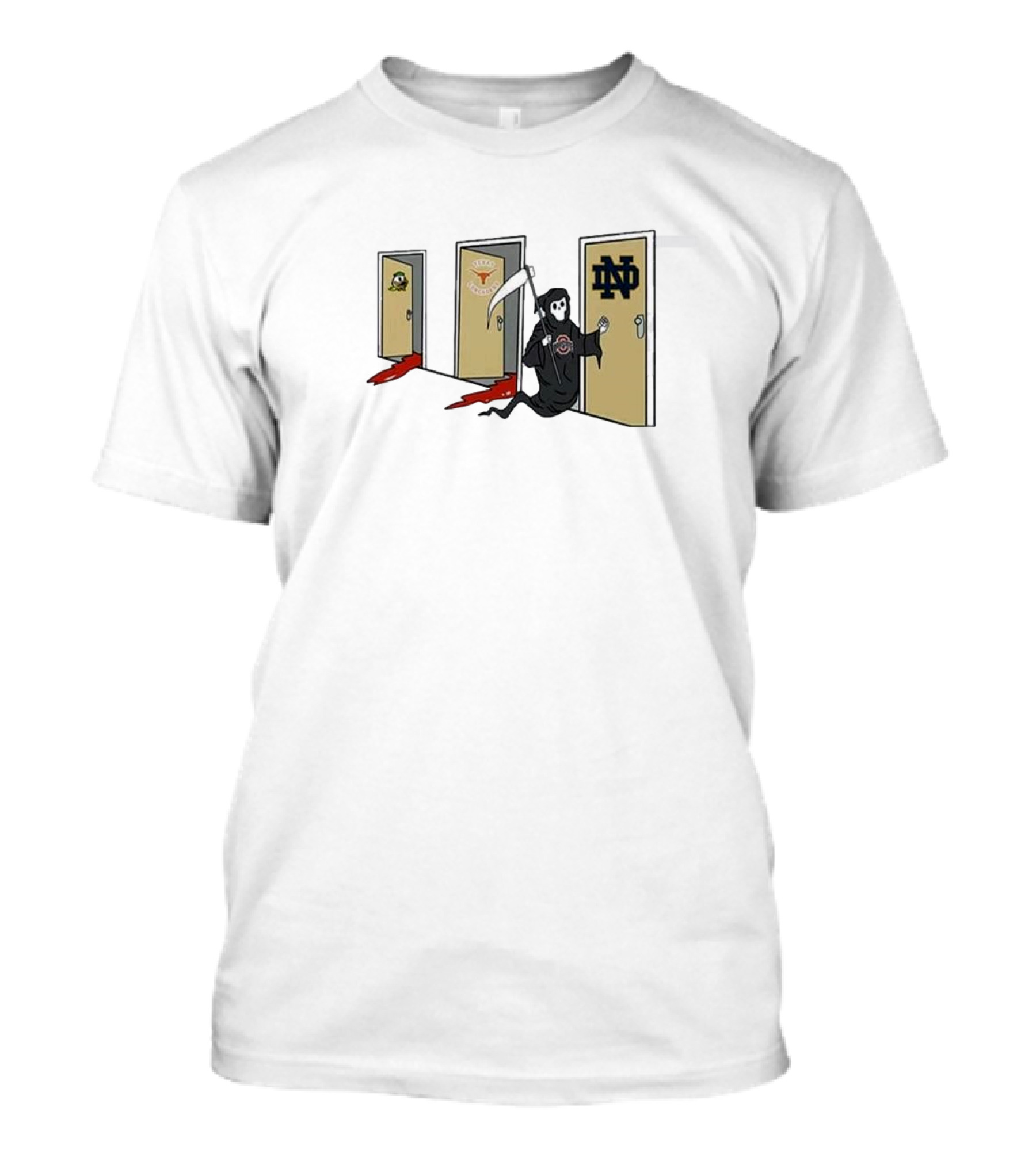 Notre Dame Fighting Irish Reaper Ohio State Buckeyes Funny NCAA College Football Playoff National Championship 2024-2025 T-Shirt