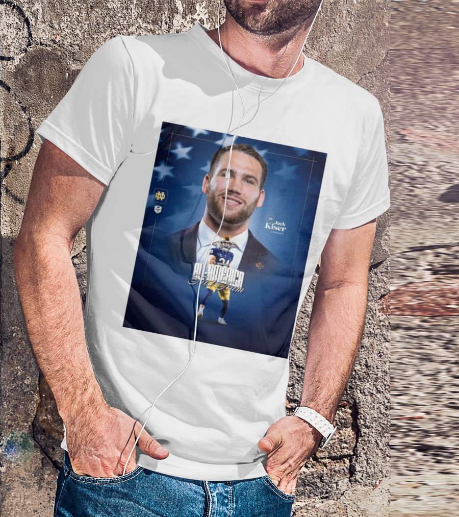 Notre Dame Football CSC Academic All-America First Team Jack Kiser Linebacker 24 Star Background T-Shirt