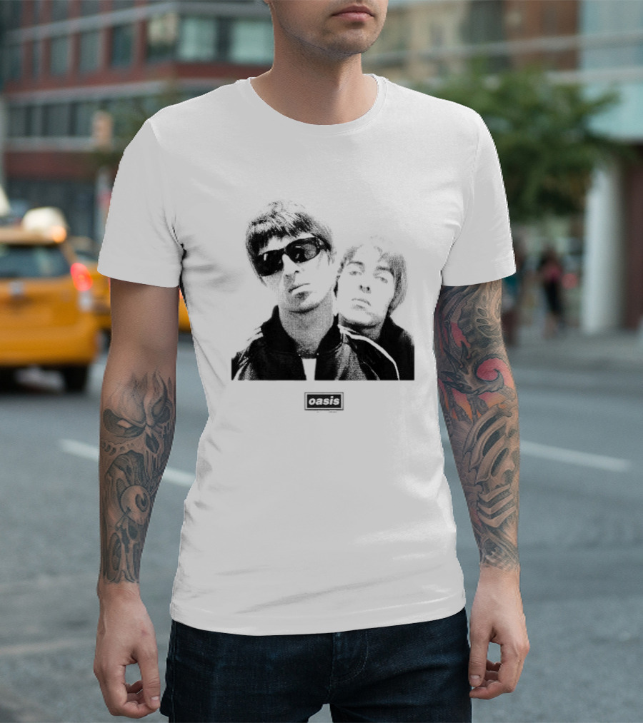 Oasis Boxed Web Exclusive Liam and Noel Gallagher Black and White T-Shirt