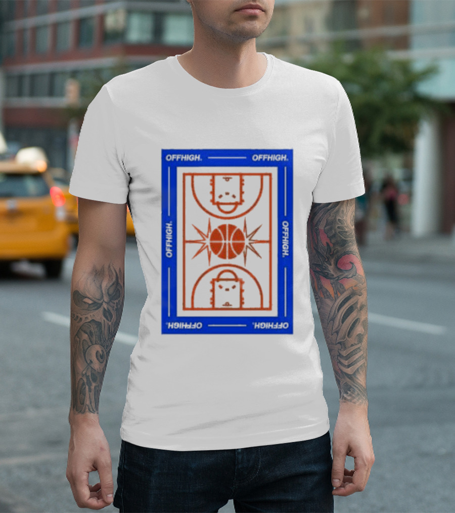 Offhigh Home White Basketball Court Blueprint T-Shirt