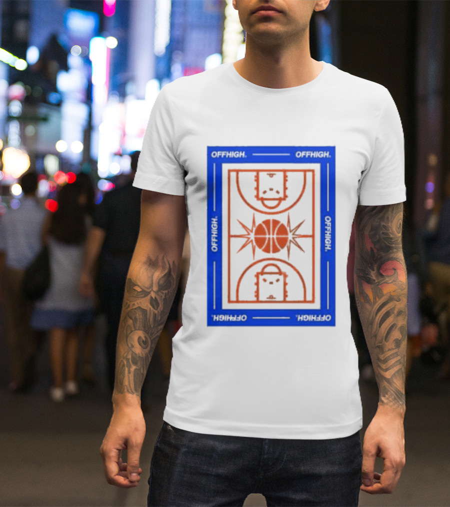 Offhigh Home White Basketball Court Blueprint T-Shirt