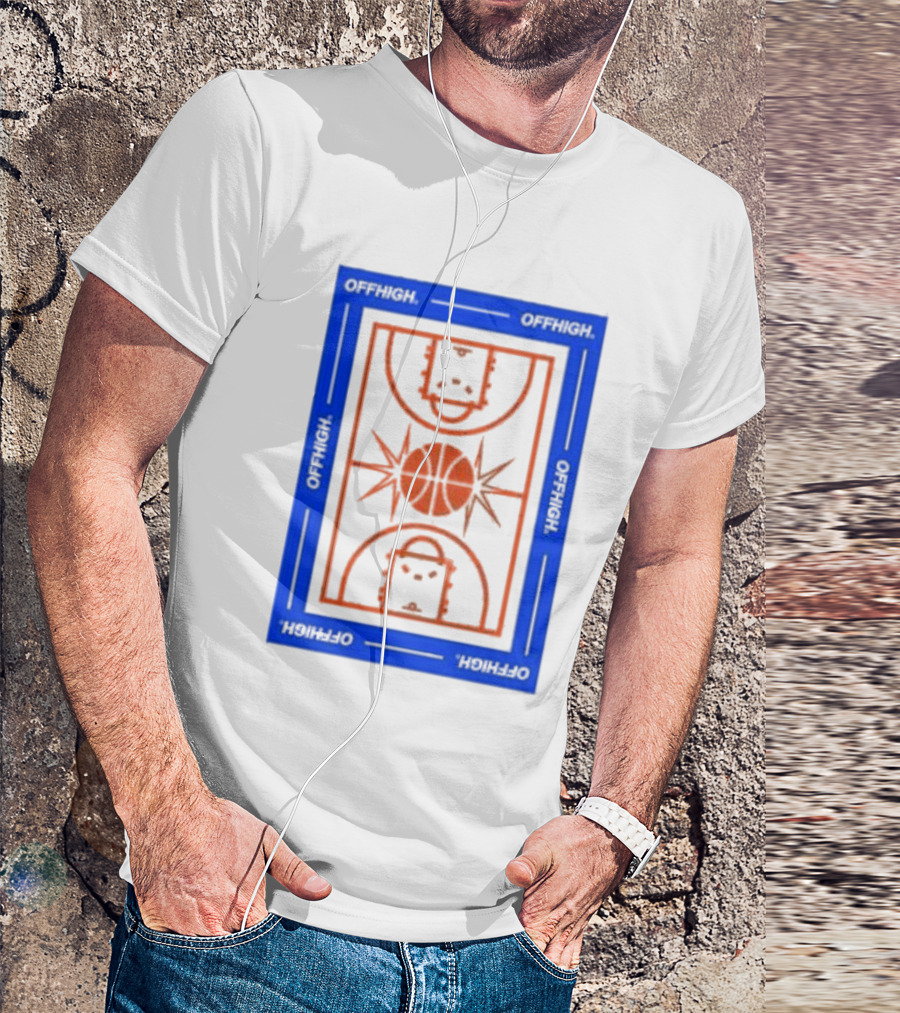 Offhigh Home White Basketball Court Blueprint T-Shirt