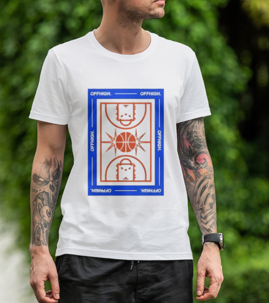 Offhigh Home White Basketball Court Blueprint T-Shirt