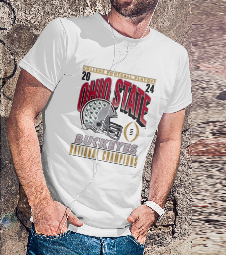 Ohio State Buckeyes 2024 College Football Playoff National Champions Helmet T-Shirt